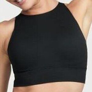 Victoria's Secret Seamless Rib High Neck Sport Bra Black - Size L/XL - 11192763